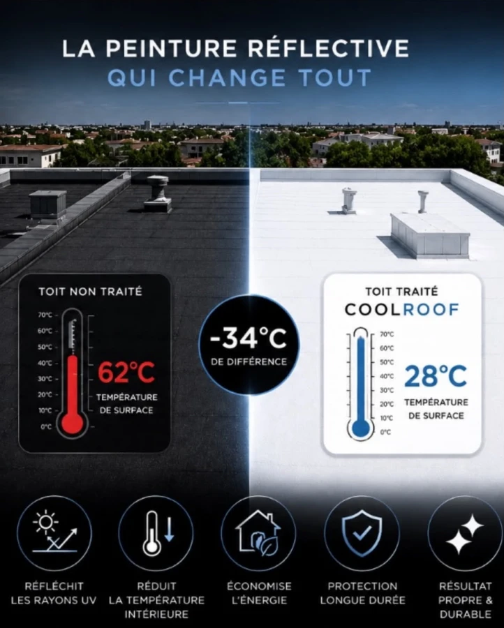 Peinture thermique réfléchissante sur toiture à Perpignan